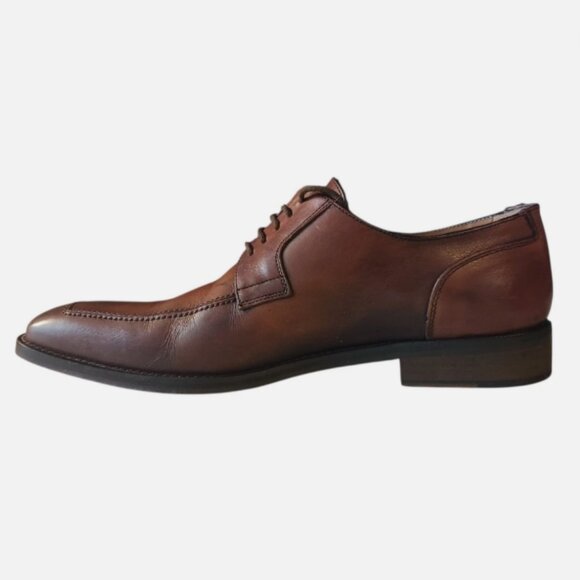 Kenneth Cole New York Mens Dress Shoes Size 11.5 Cognac Leather Oxford Lace up - Picture 3 of 11